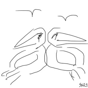 Zwei skizzierte Spatzen: Lieber den Spatz in der Hand als die Taube auf dem Dach
